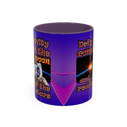 defy conquer reach - Accent Mug (purple-pink wave)