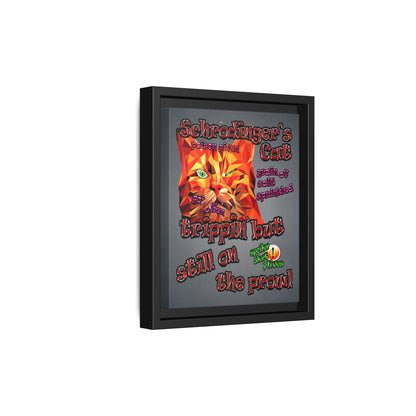 schrodinger's cat - framed canvas art (grey-light grey)
