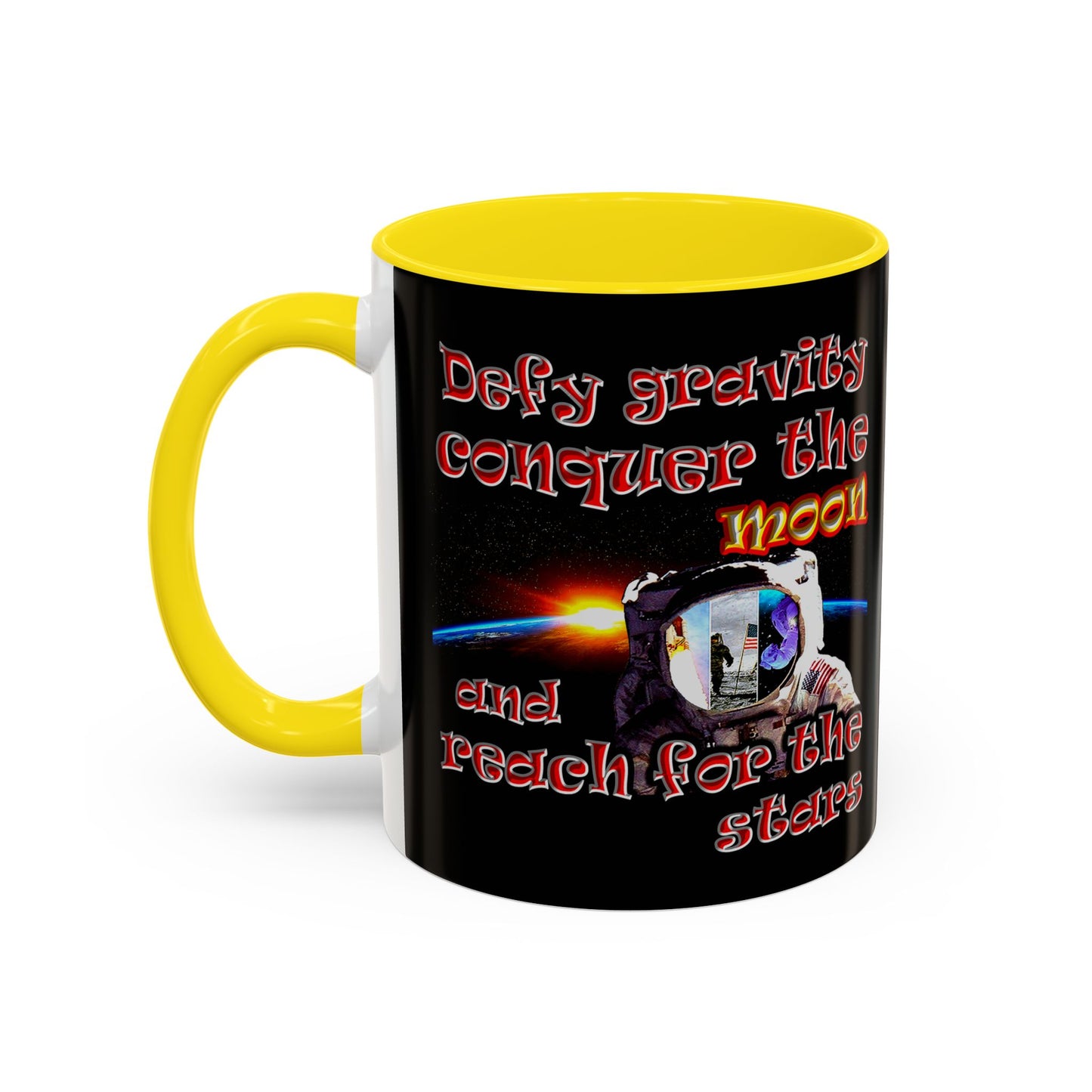 defy conquer reach - Accent Mug (black)