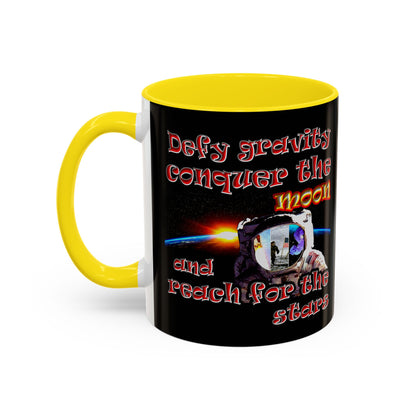 defy conquer reach - Accent Mug (black)