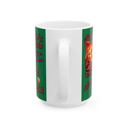 schrodinger's cat - White Mug (dark green)