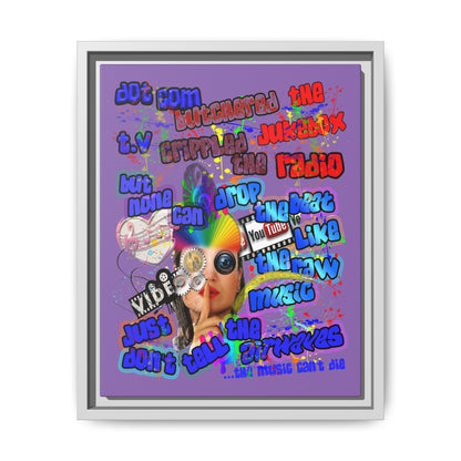 drop the beat - framed canvas art (light purple)