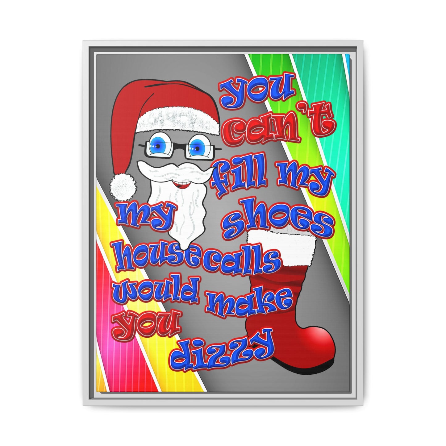 santa's shoes - framed canvas art (rainbow split)