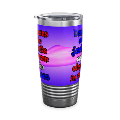 donkeys and elephants - Ringneck Tumbler, 20oz (purple-pink wave)