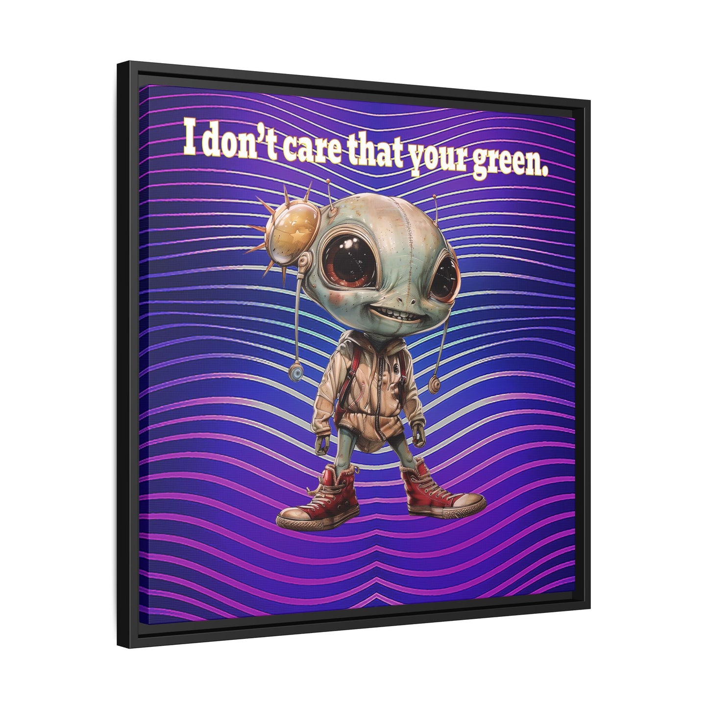 I don't care that your green - framed canvas art (purple wave)