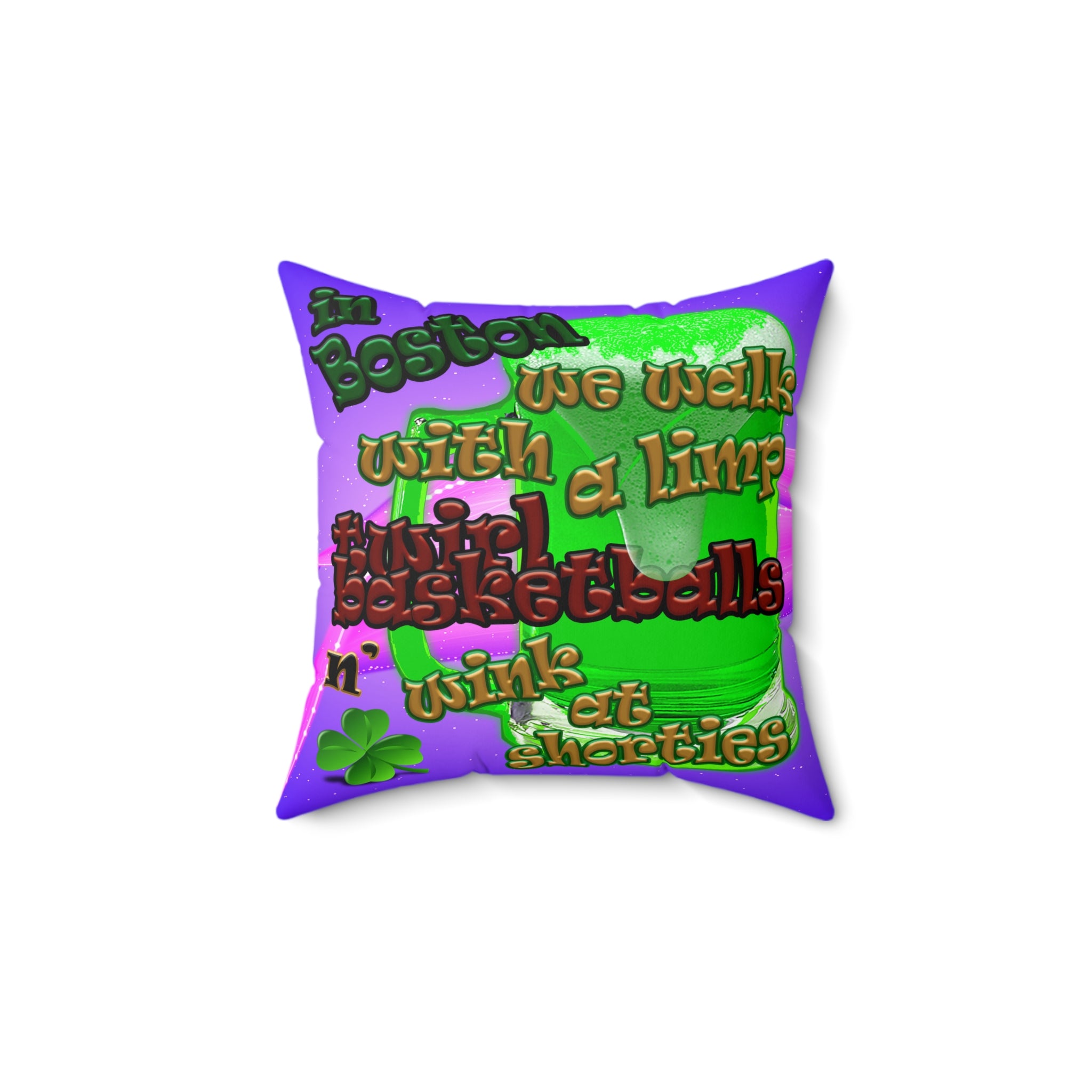 celtics logo - Spun Polyester Square Pillow - (purple-pink wave)