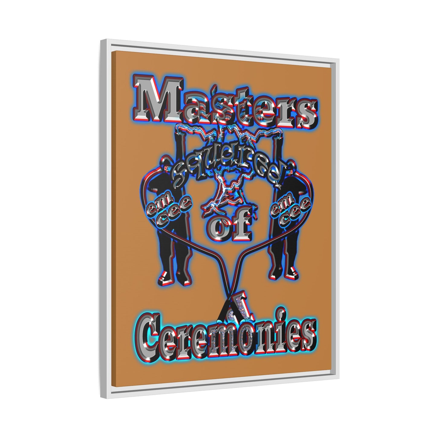em cee squared - framed canvas art (light brown)
