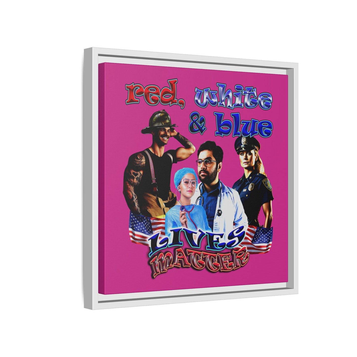 rw&b lives matter - framed canvas art (pink)