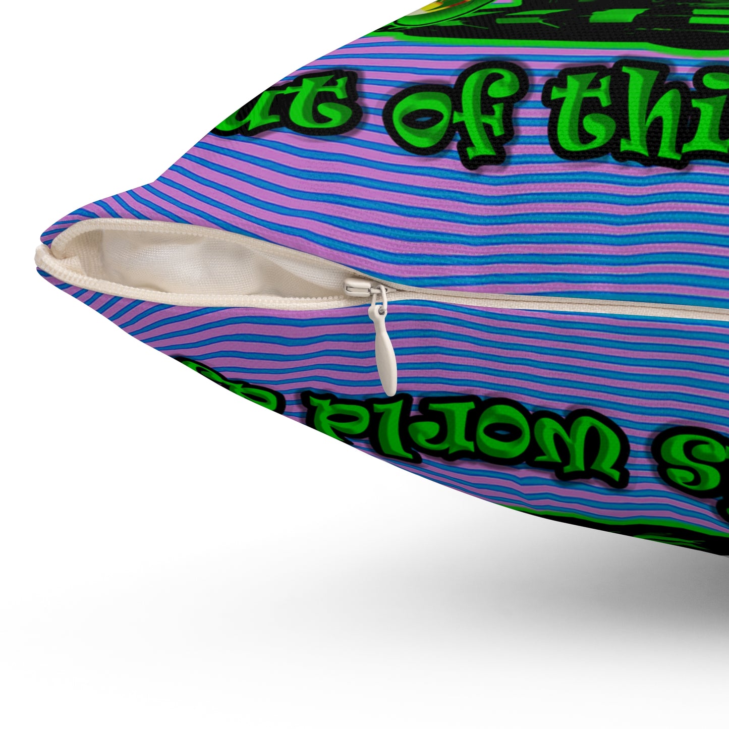 disc jockey - Spun Polyester Square Pillow - (light blue-purple wave)