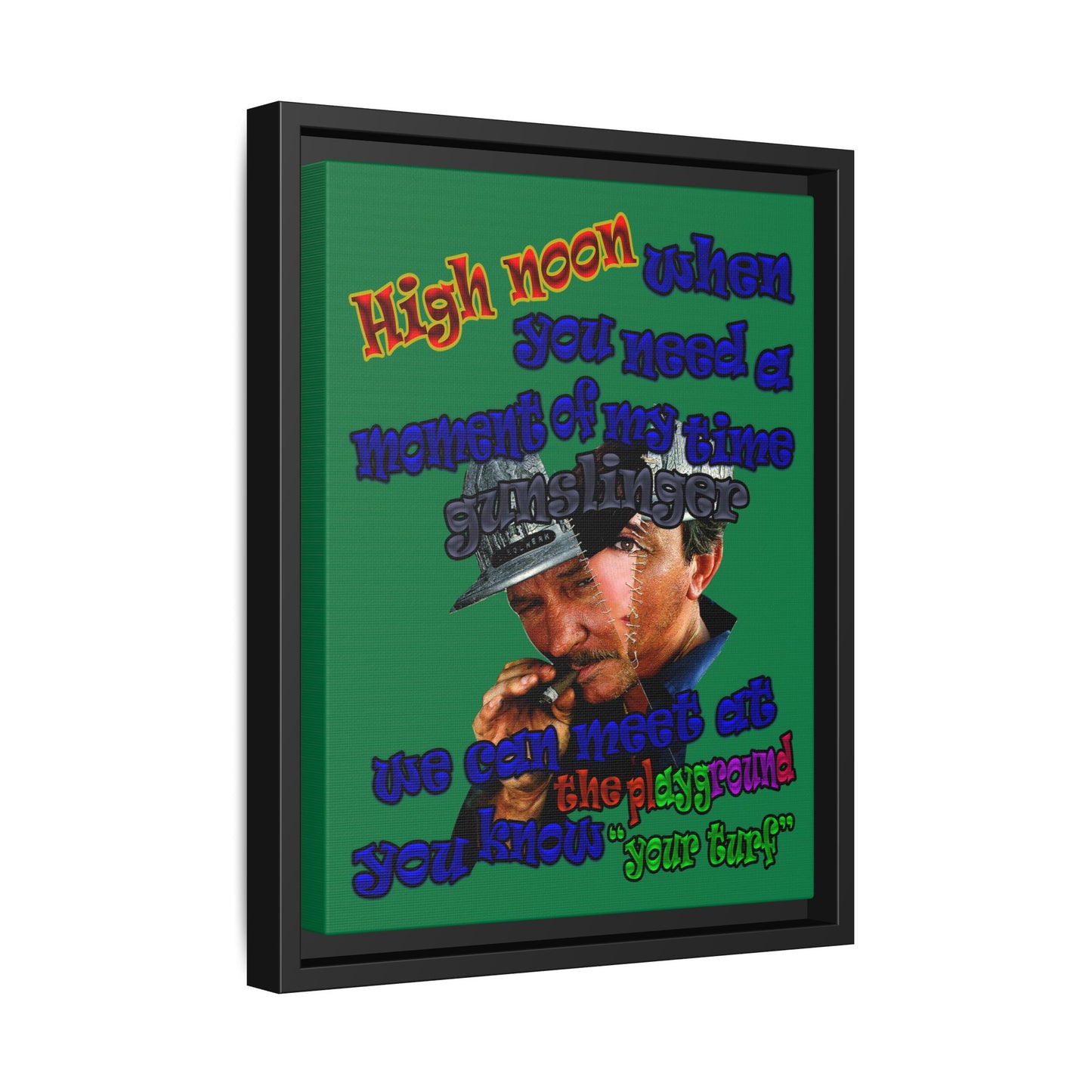 high noon - framed canvas art (dark green)