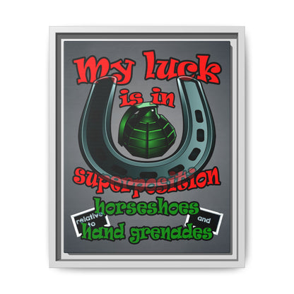 my luck - framed canvas art (grey-light grey)