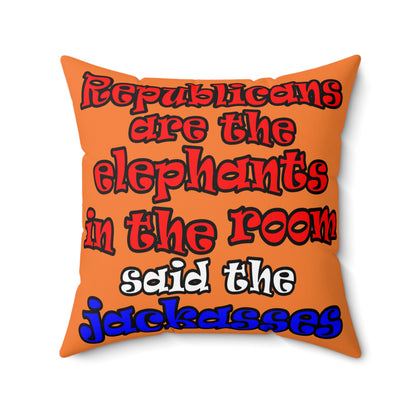 donkeys and elephants - Spun Polyester Square Pillow - (crusta)