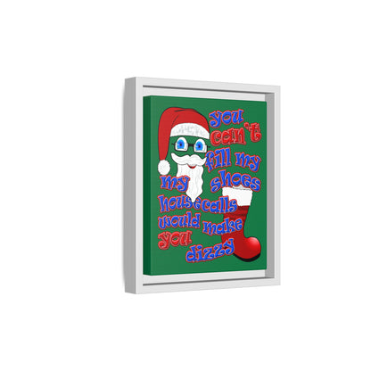 santa's shoes - framed canvas art (dark green)