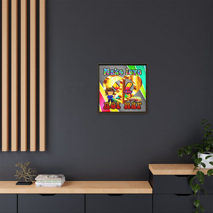 love peace - framed canvas art (rainbow split)