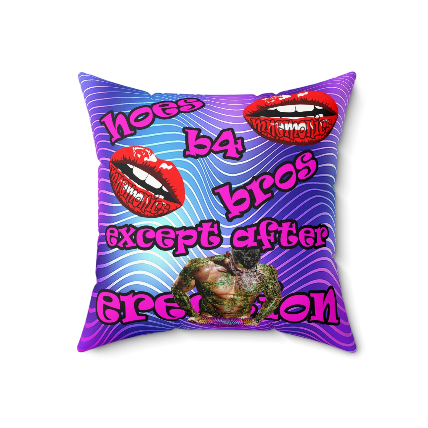 hoes b4 bros - Faux Suede Square Pillow - (purple wave)
