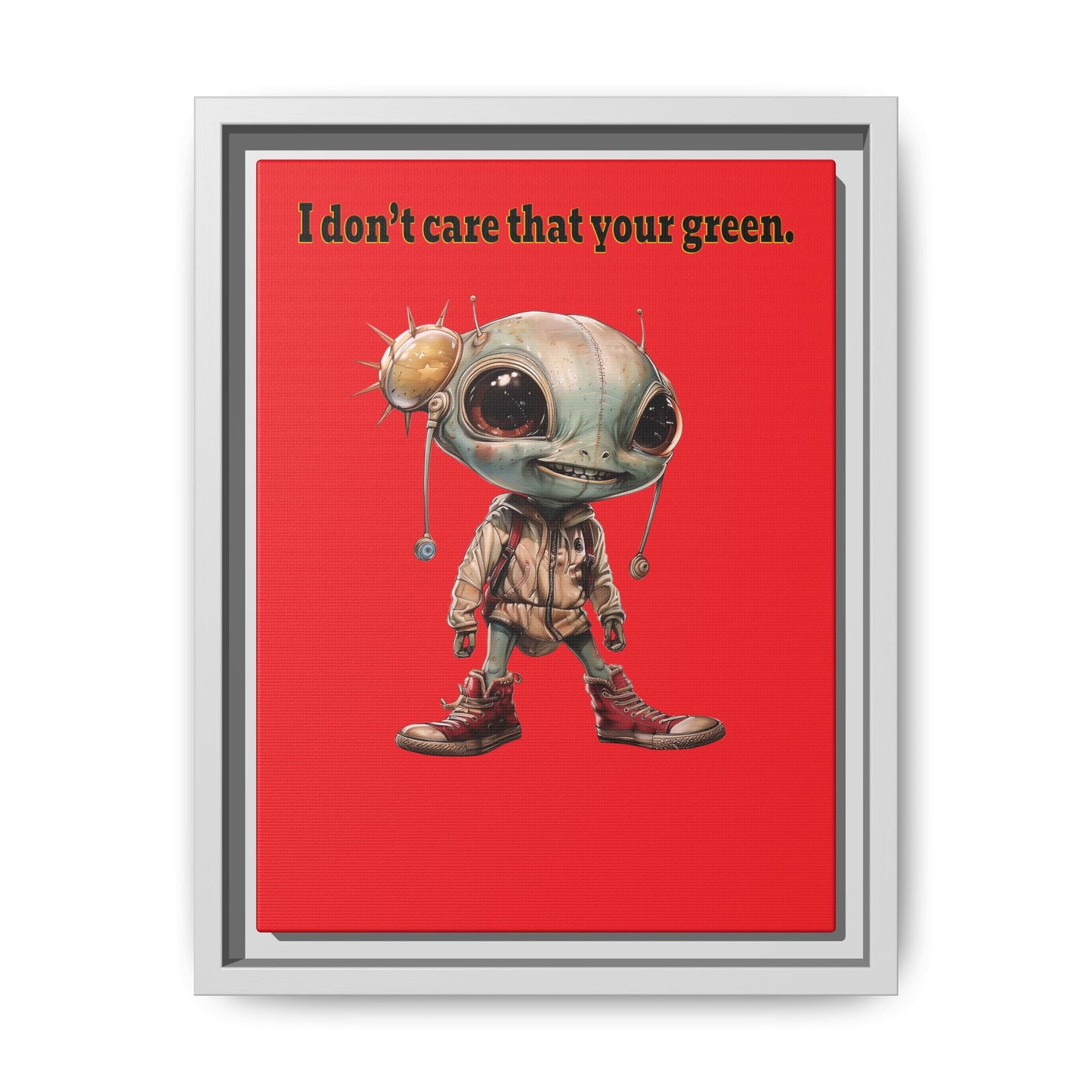 I don't care that your green - framed canvas art (red)
