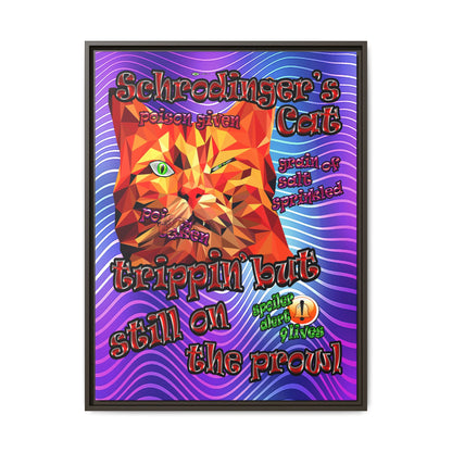 schrodinger's cat - framed canvas art (purple wave)