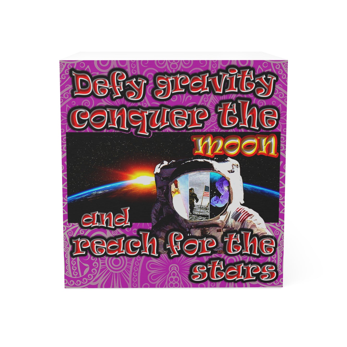 defy conquer reach - note cube (pink swirl)