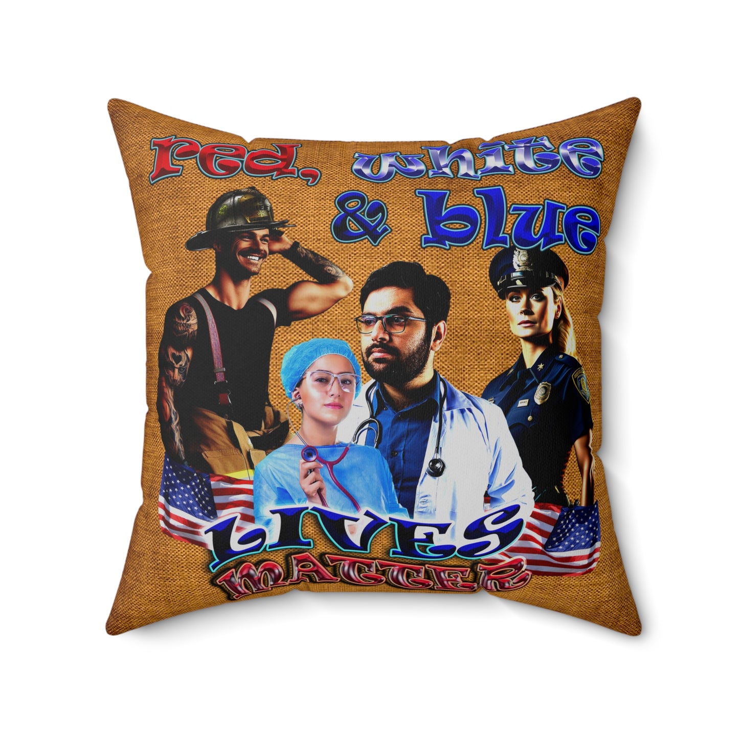 rw&b lives matter - Spun Polyester Square Pillow - (dichromatic brown papyrus)