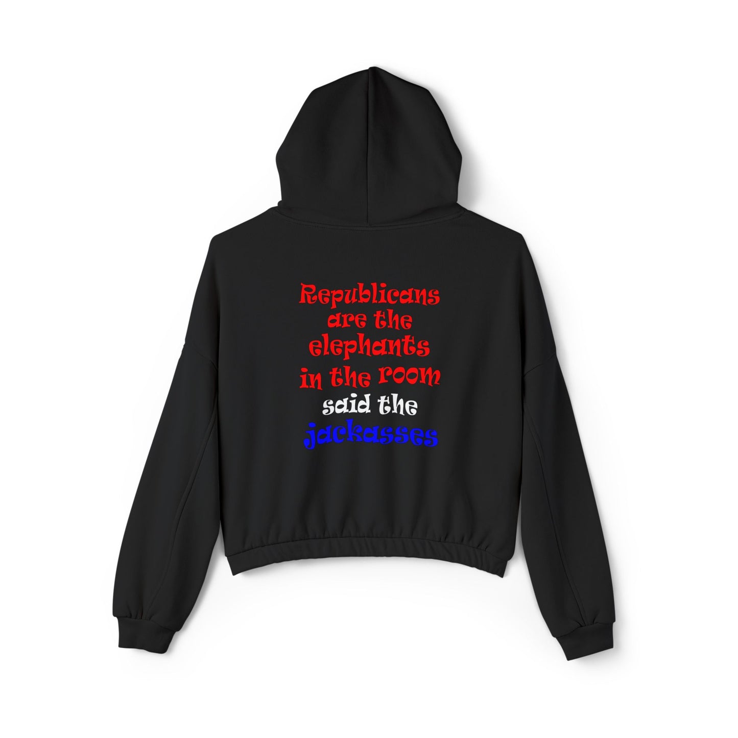 donkeys and elephants - Women's Cinched Bottom Hoodie