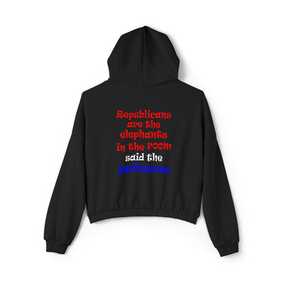 donkeys and elephants - Women's Cinched Bottom Hoodie