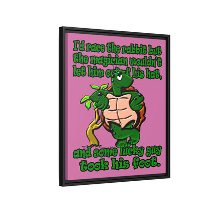 turtle race - framed canvas art (light pink)