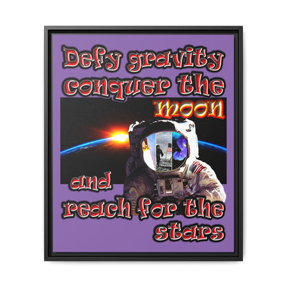 defy conquer reach - framed canvas art (light purple)