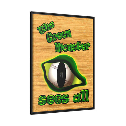 green monster - framed canvas art (butterscotch wood finish)