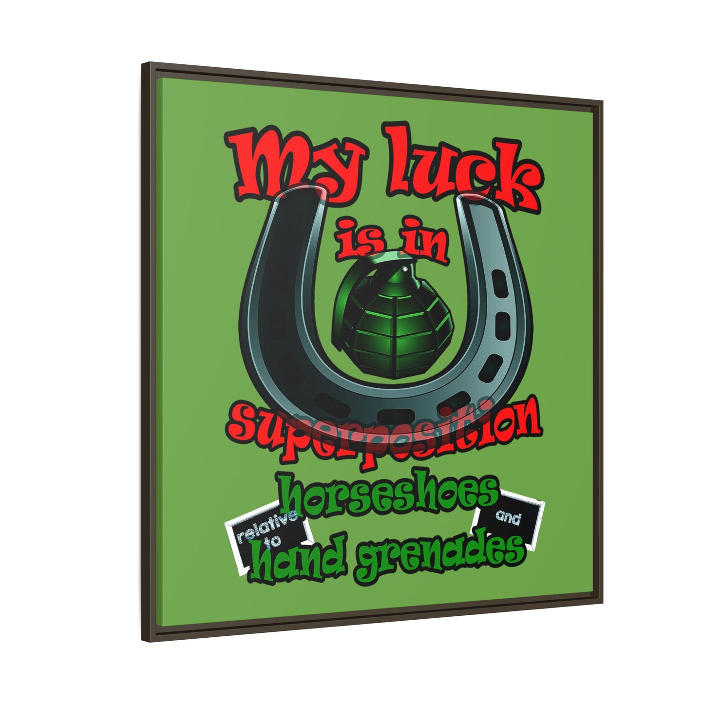 my luck - framed canvas art (green)