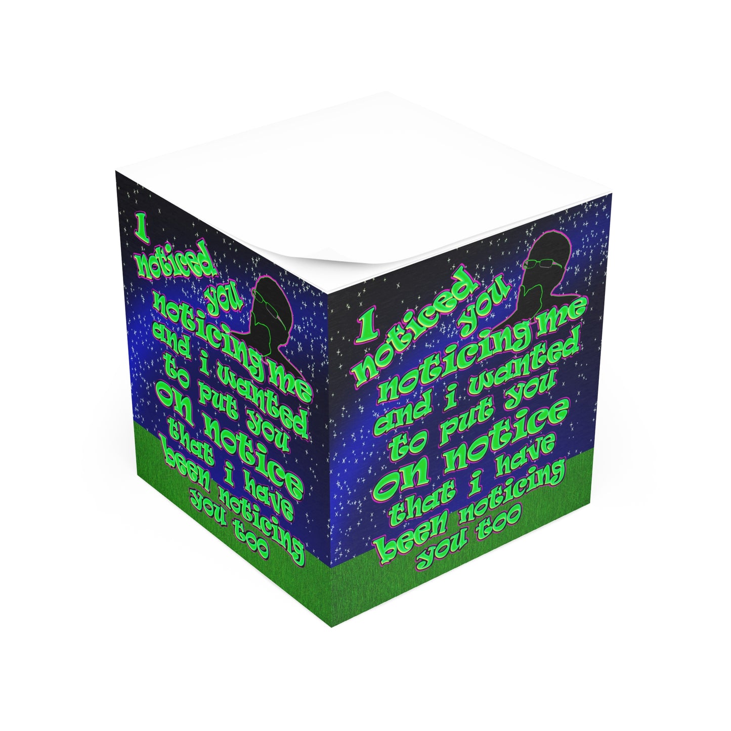 noticed you noticing - note cube ('snoops' background)