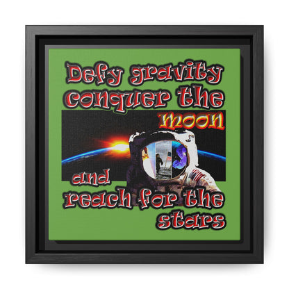 defy conquer reach - framed canvas art (green)