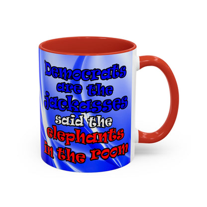 donkeys and elephants - Accent Mug (blue-white wave)