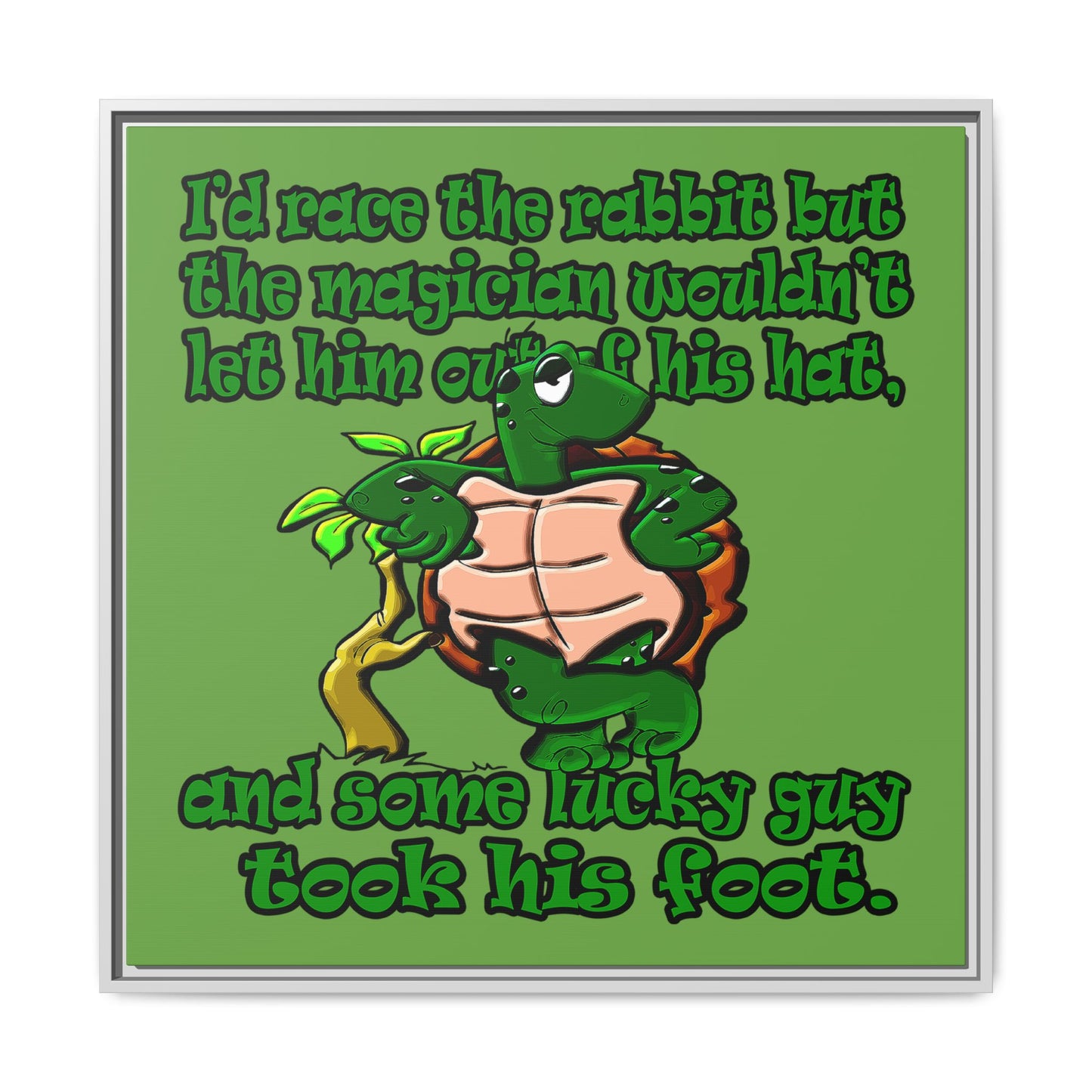 turtle race - framed canvas art (green)