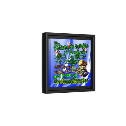 christmas spirits of boston - framed canvas art (blue-white wave)
