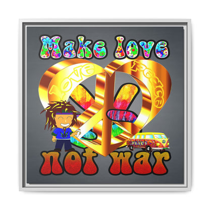 love peace - framed canvas art (grey-light grey)