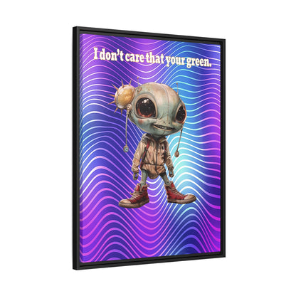 I don't care that your green - framed canvas art (purple wave)