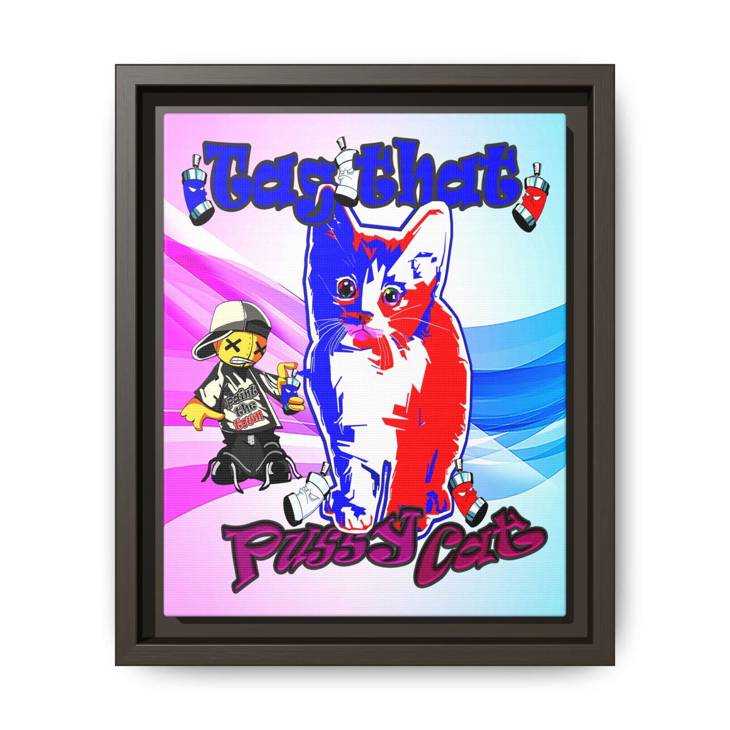 tag that - framed canvas art (light blue-pink wave)