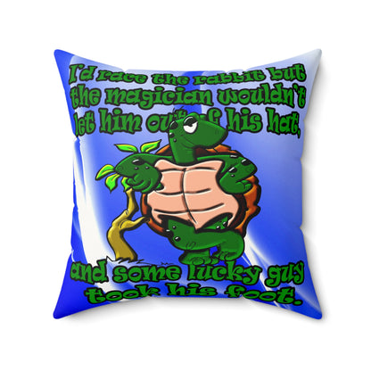 turtle race - Faux Suede Square Pillow - (blue-white wave)