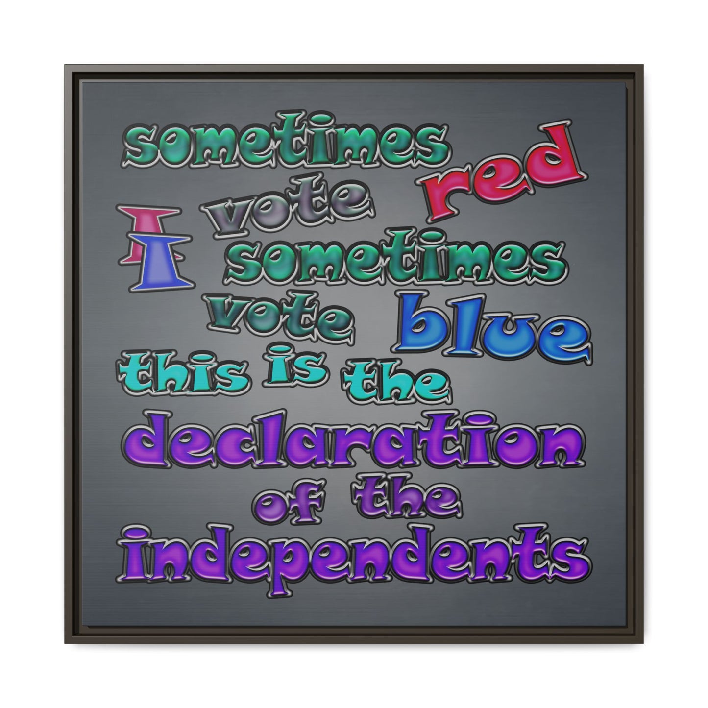 declaration of the independents - framed canvas art (grey-light grey)