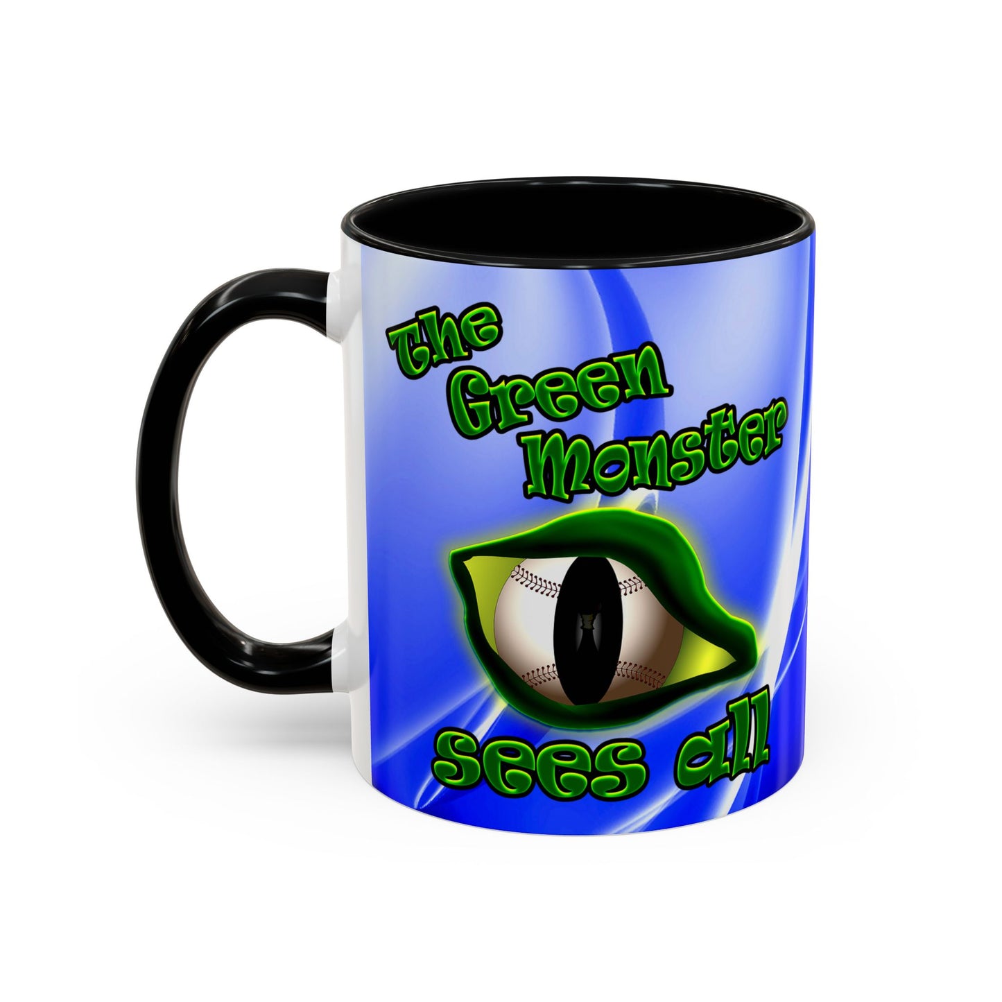 green monster - Accent Mug (blue-white wave)