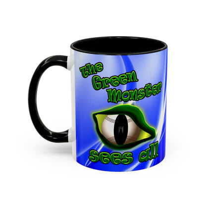 green monster - Accent Mug (blue-white wave)