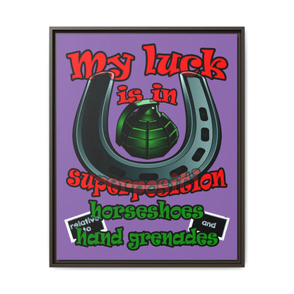 my luck - framed canvas art (light purple)