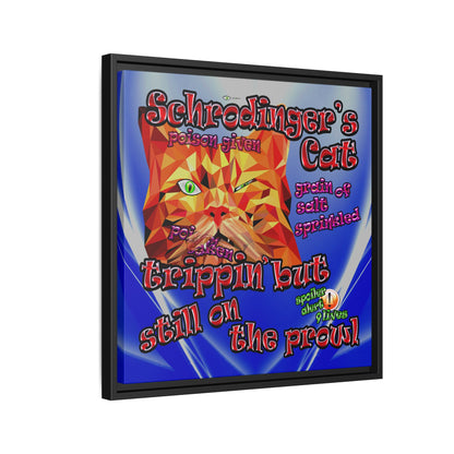 schrodinger's cat - framed canvas art (blue-white wave)