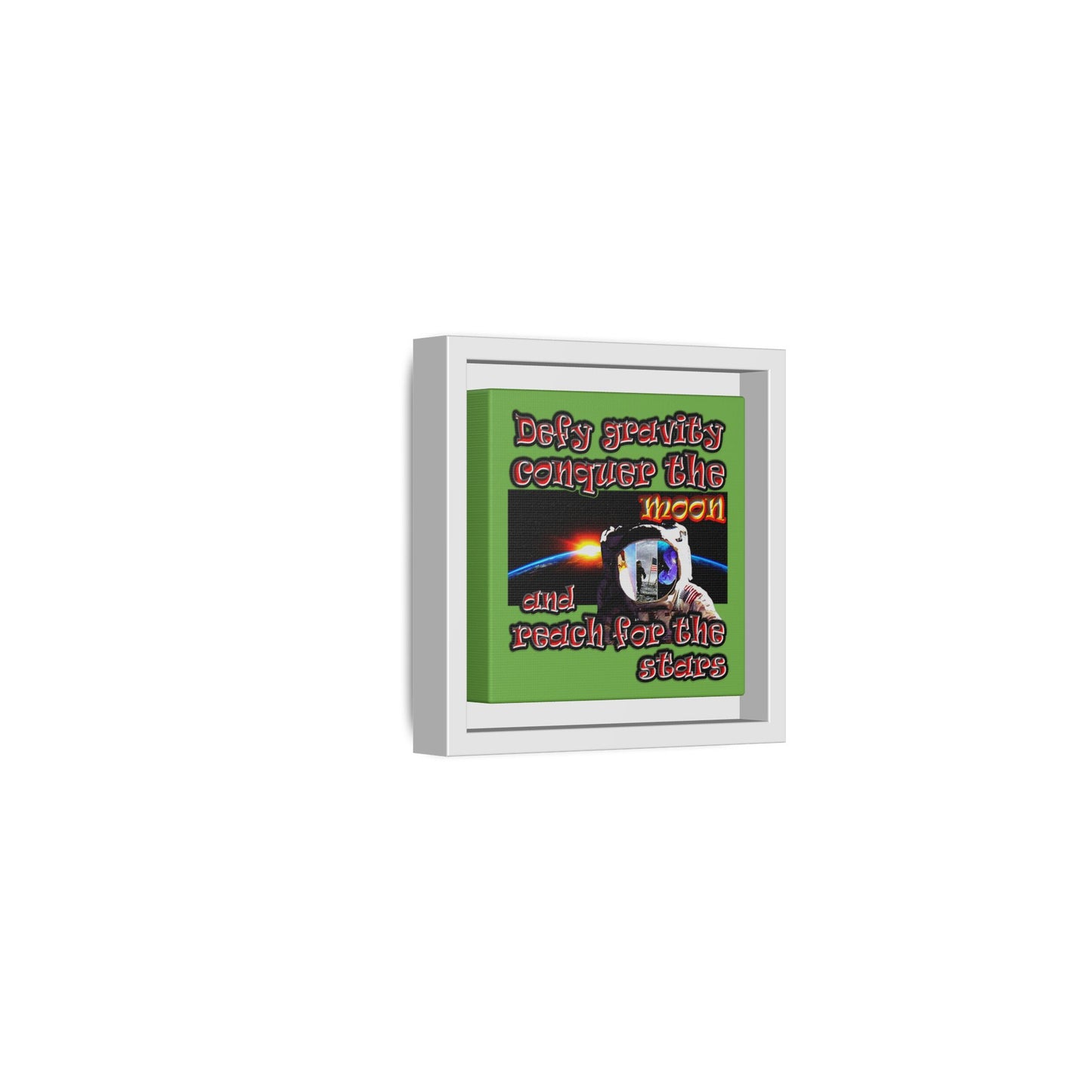 defy conquer reach - framed canvas art (green)