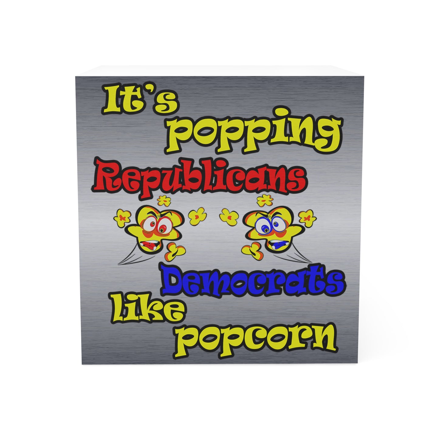 popping like popcorn - note cube (brushed nickel)