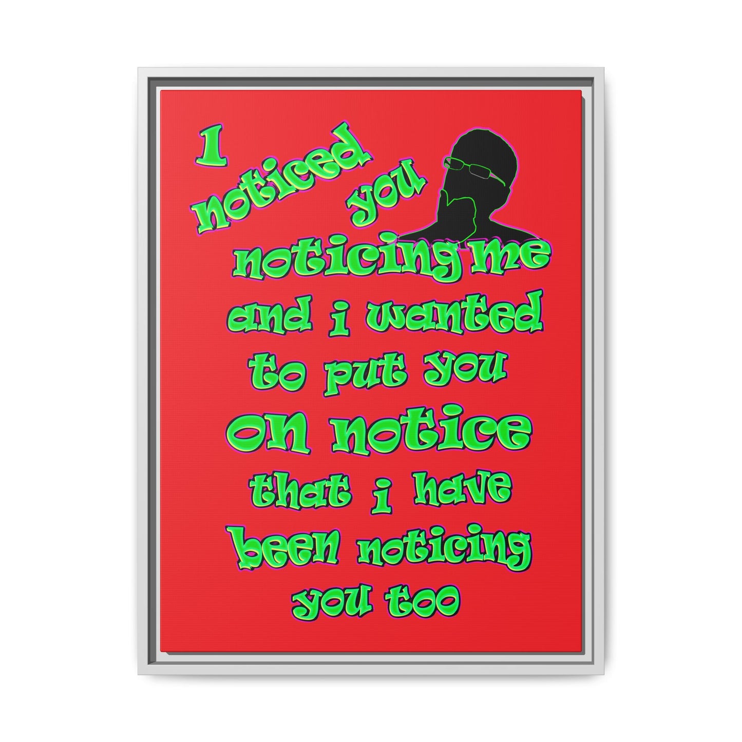 noticed you noticing - framed canvas art (red)