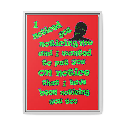 noticed you noticing - framed canvas art (red)