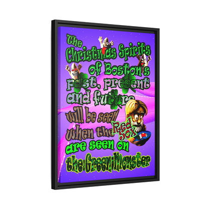 christmas spirits of boston - framed canvas art (purple-pink wave)