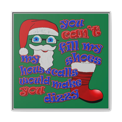santa's shoes - framed canvas art (dark green)
