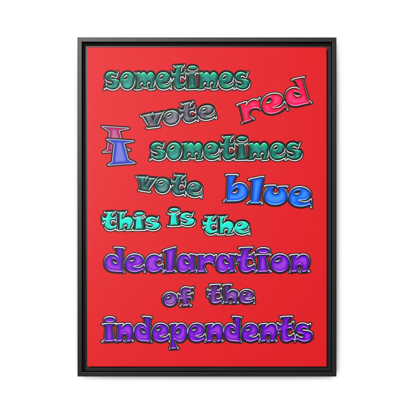 declaration of the independents - framed canvas art (red)